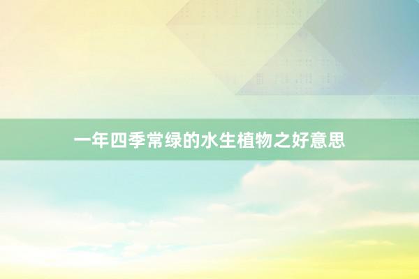 一年四季常绿的水生植物之好意思